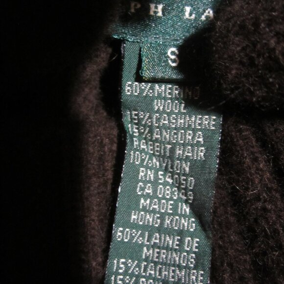Vtg Ralph Lauren Women S Brown Cashmere Merino Wool Angora  Turtleneck Sweater - Picture 7 of 7